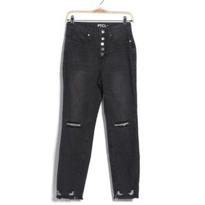 NWT PTCL Button Front Vintage High Rise Jeans Black